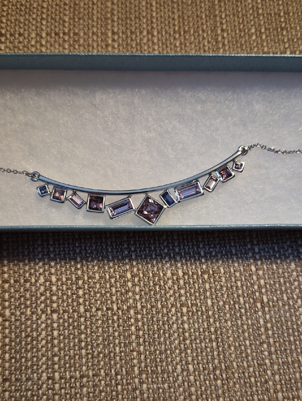 Touchstone Crystal Silver Necklace with Light Purple and Lavender Stones